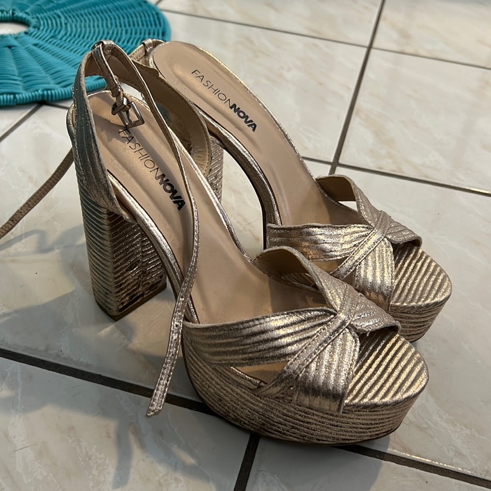 Gold Thick Heel